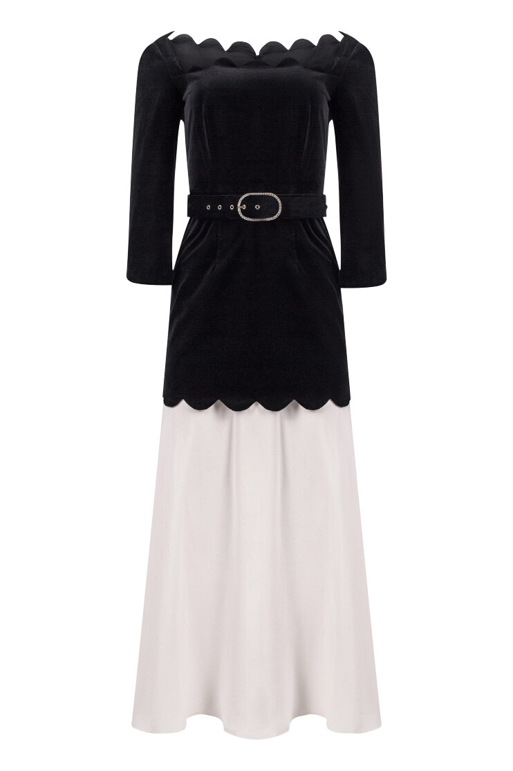 Velvet dress with skirt