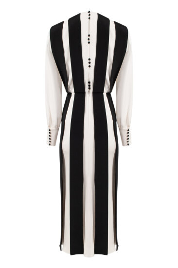 Silk dress with black ribbons